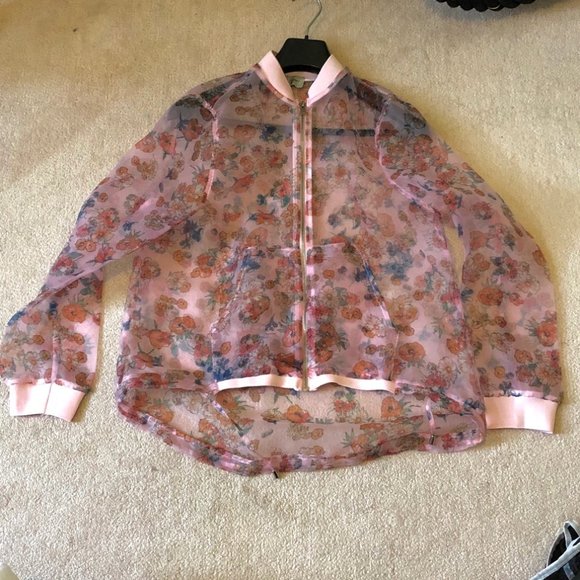 Jackets & Blazers - Sheer Floral Windbreaker